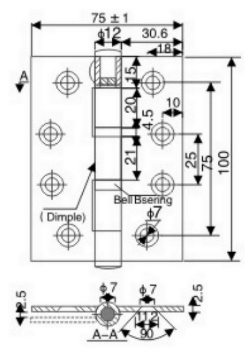 2 ball bearings security hinge 2