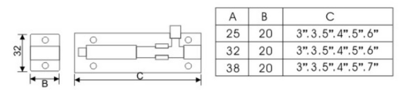 brass necked flat bolt 2